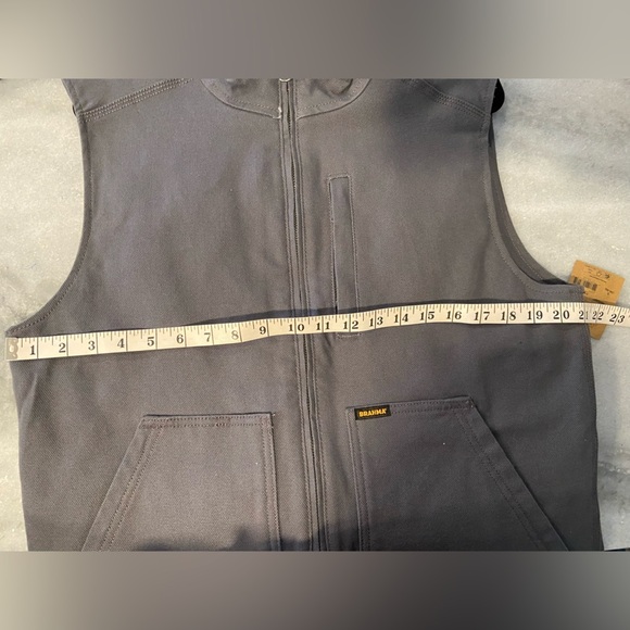 NWT Brahma Men’s Insulated Canvas Work Vest Size S Gray Full Zip Pockets Thermal - Picture 7 of 8